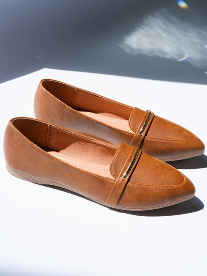 Vegan Leather Pointed Toe Loafer Flat