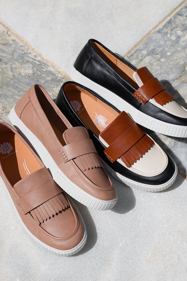 Yellow Box Loafer Sneaker with Fringe Strap Detail