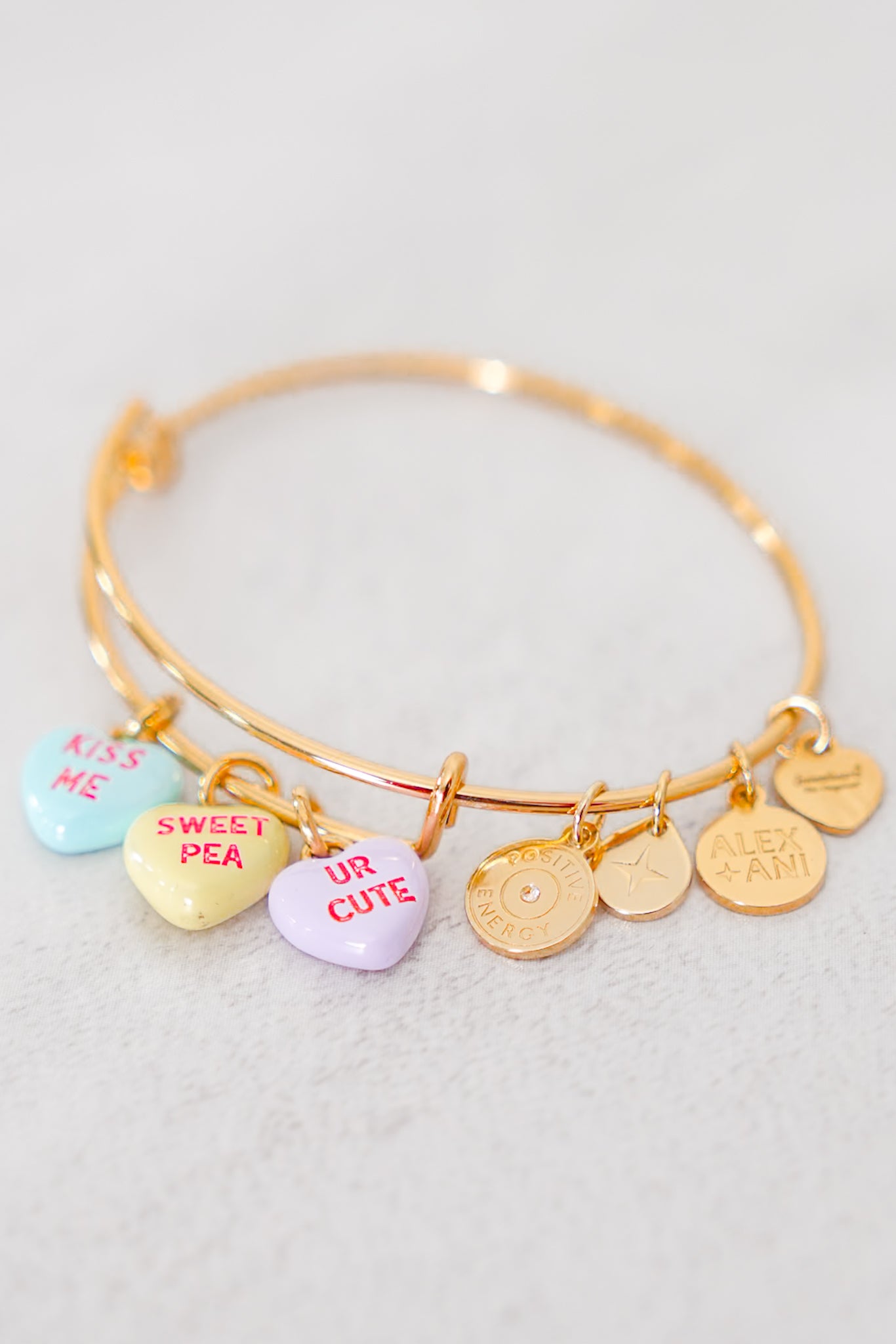 ALEX + ANI Sweethearts Multi Heart Charm Bangle