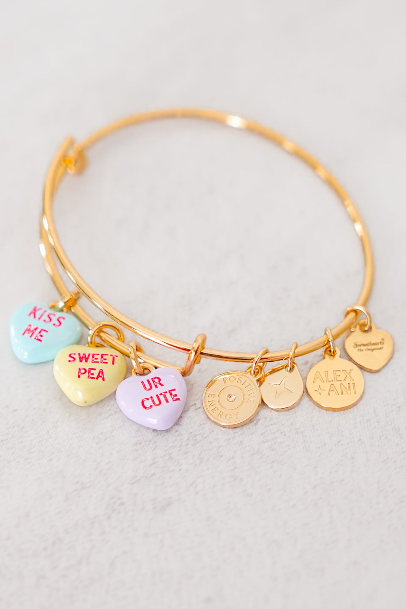 ALEX + ANI Sweethearts Multi Heart Charm Bangle