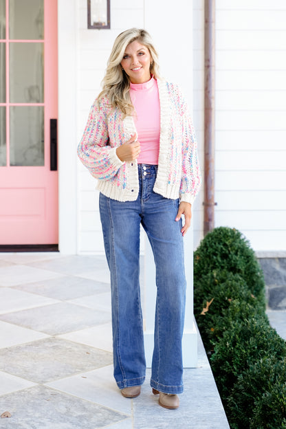 Knit Long Sleeve V-Neckline Button Down Cardigan