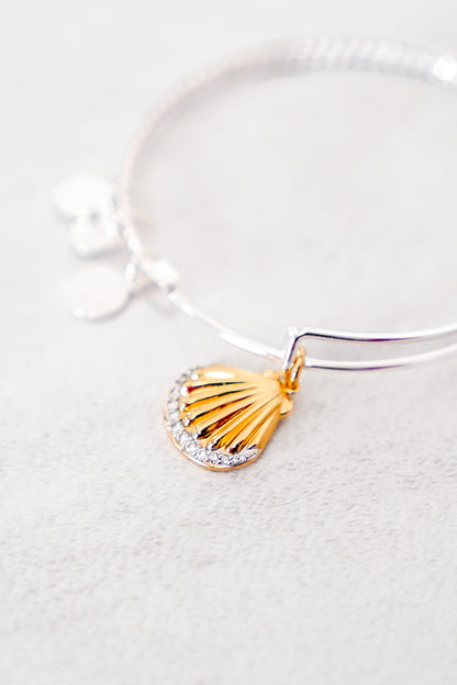 ALEX + ANI Scallop Seashell Charm Bangle