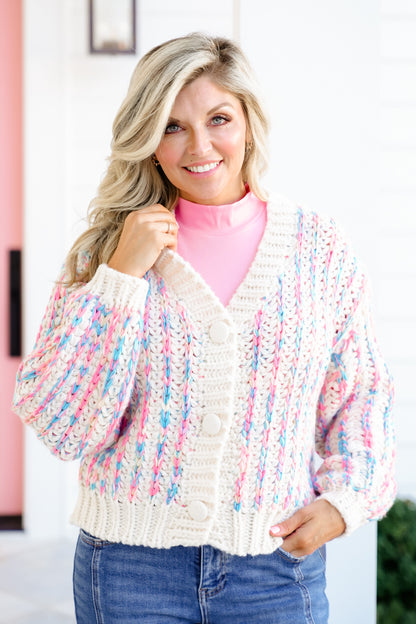 Knit Long Sleeve V-Neckline Button Down Cardigan