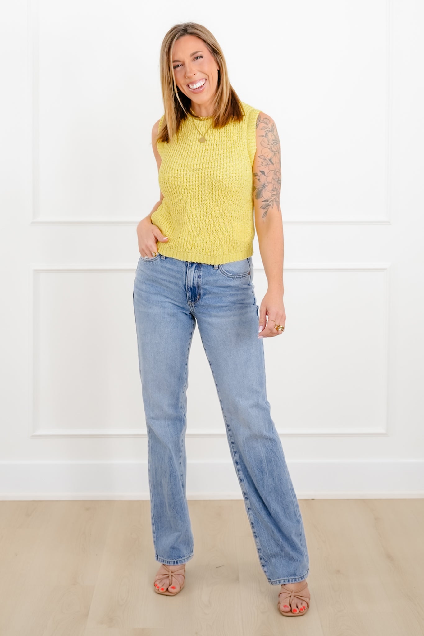 Plus/Reg Knit Crew Neck Cropped Tank