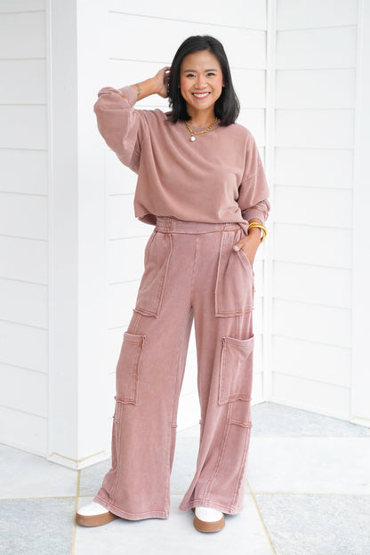 Long Sleeve Crew Neck Cropped Sweatshirt