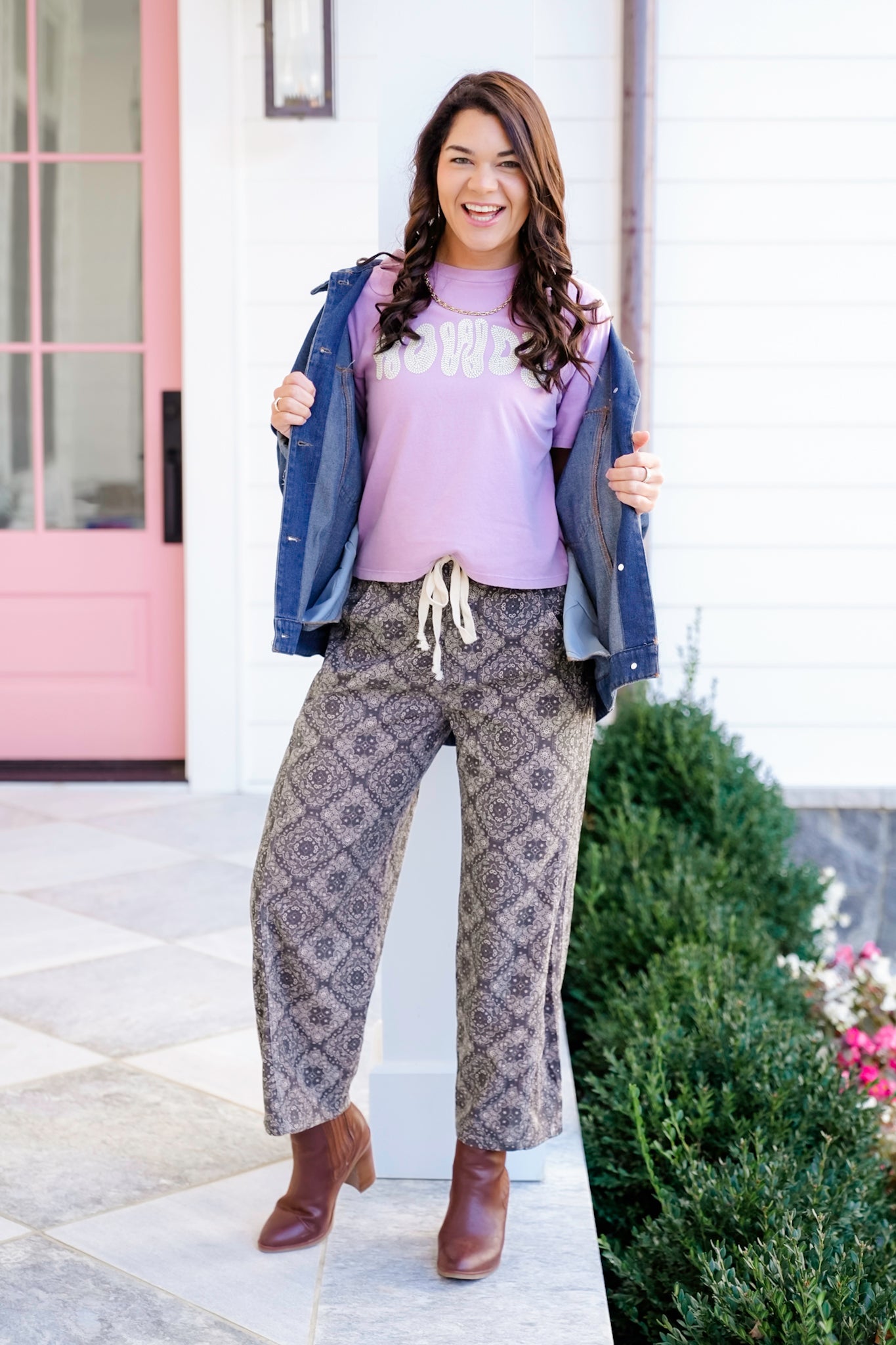 Short Sleeve Puff Print "Howdy" Graphic Mini Tee