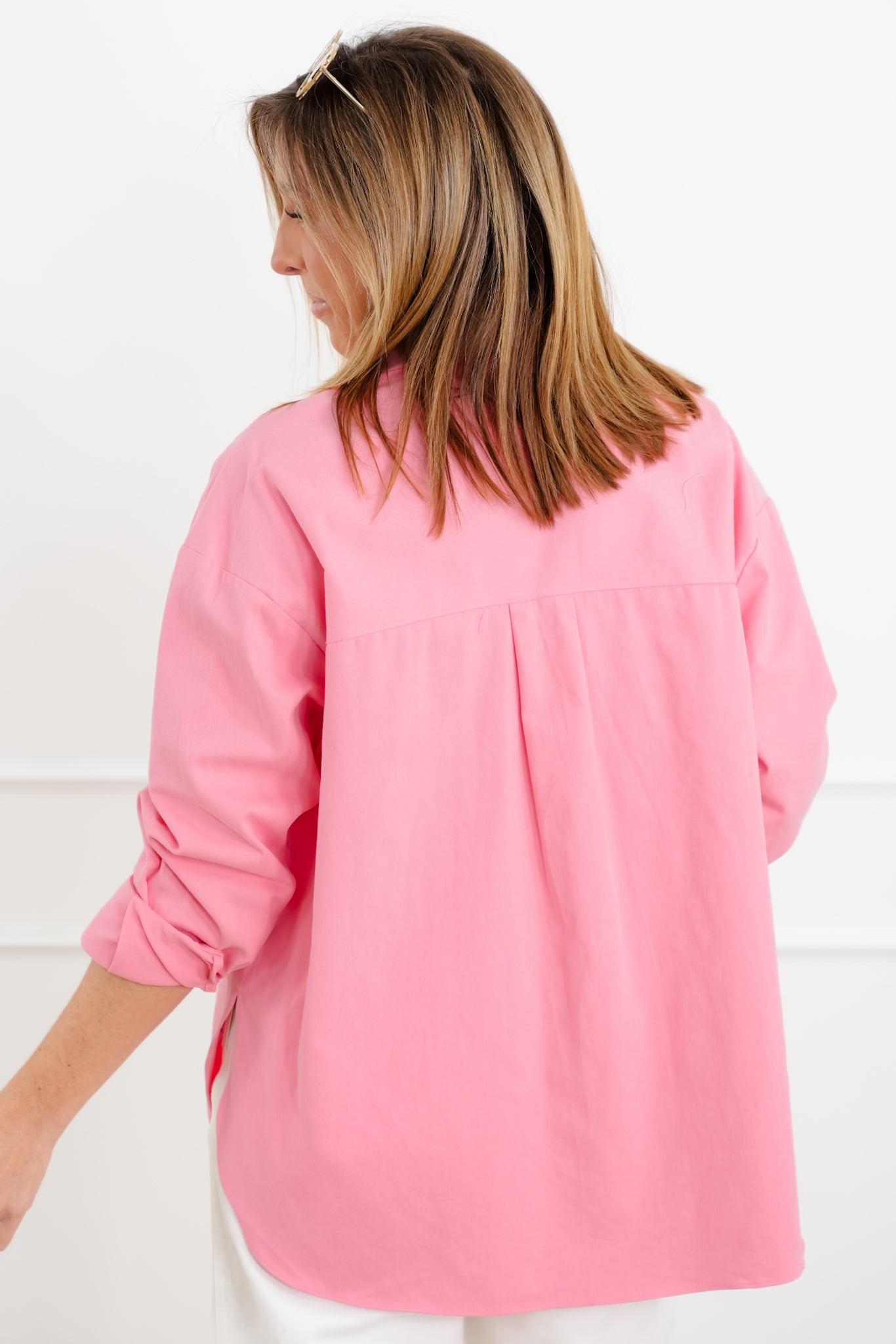 Solid Long Sleeve Button Up Top