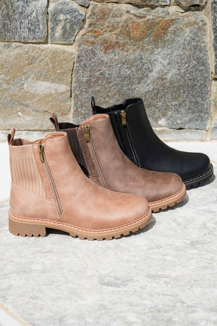 Corky's "Don't Be Difficult" Side Zip Chelsea Bootie with Ribbed Stretch Panel