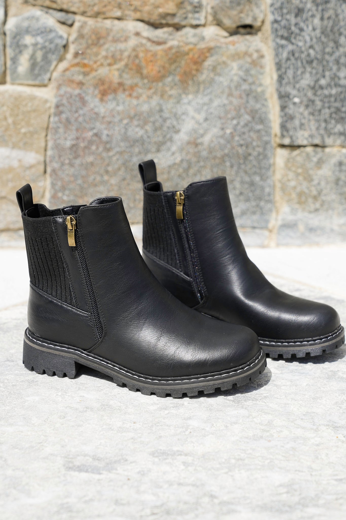 Corky's "Don't Be Difficult" Side Zip Chelsea Bootie with Ribbed Stretch Panel