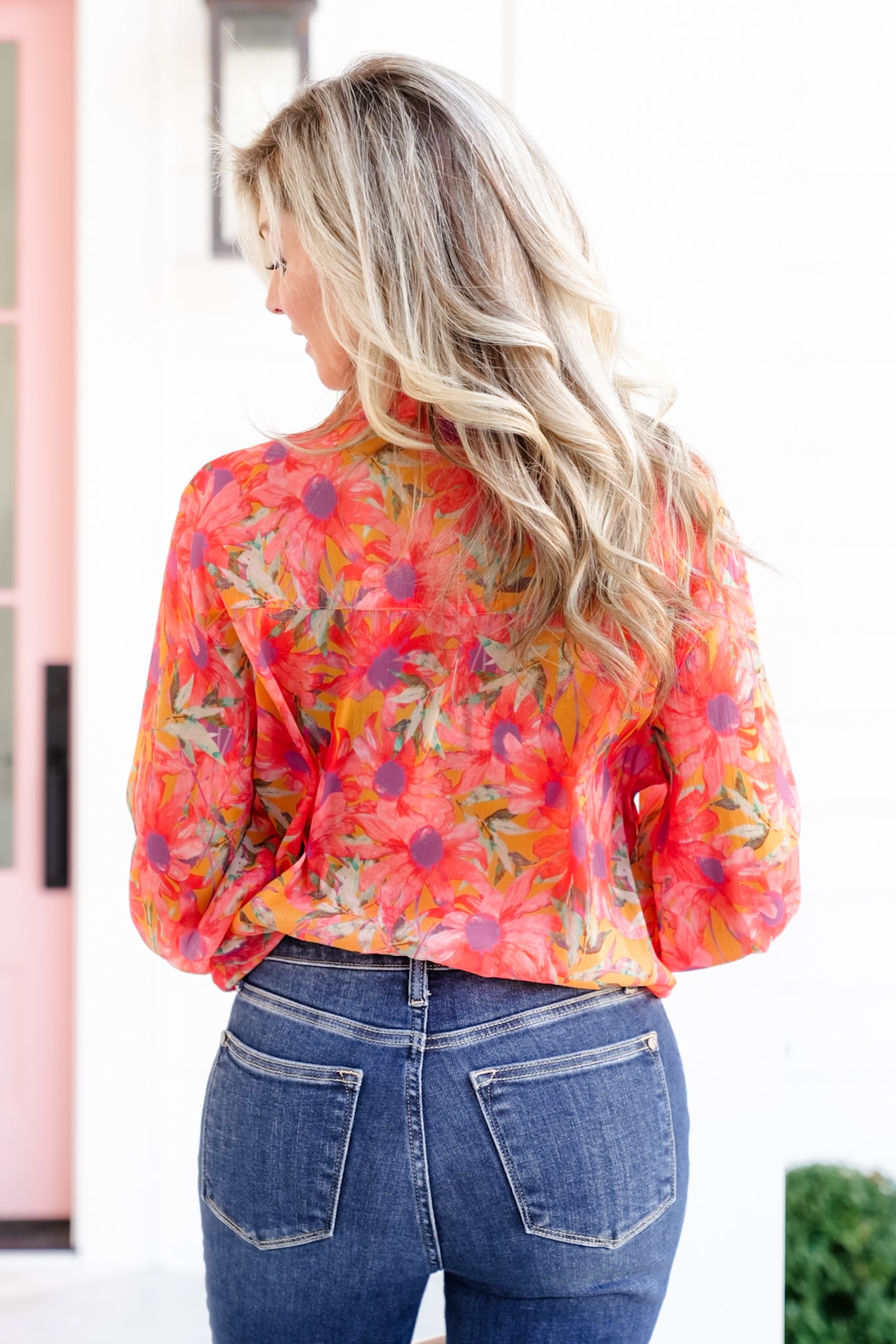 POL Floral Long Sleeve Button Up Blouse