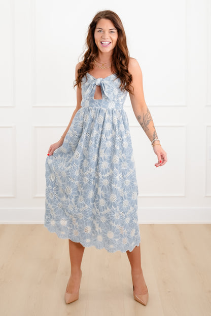 Floral Embroidered Sleeveless Midi Dress