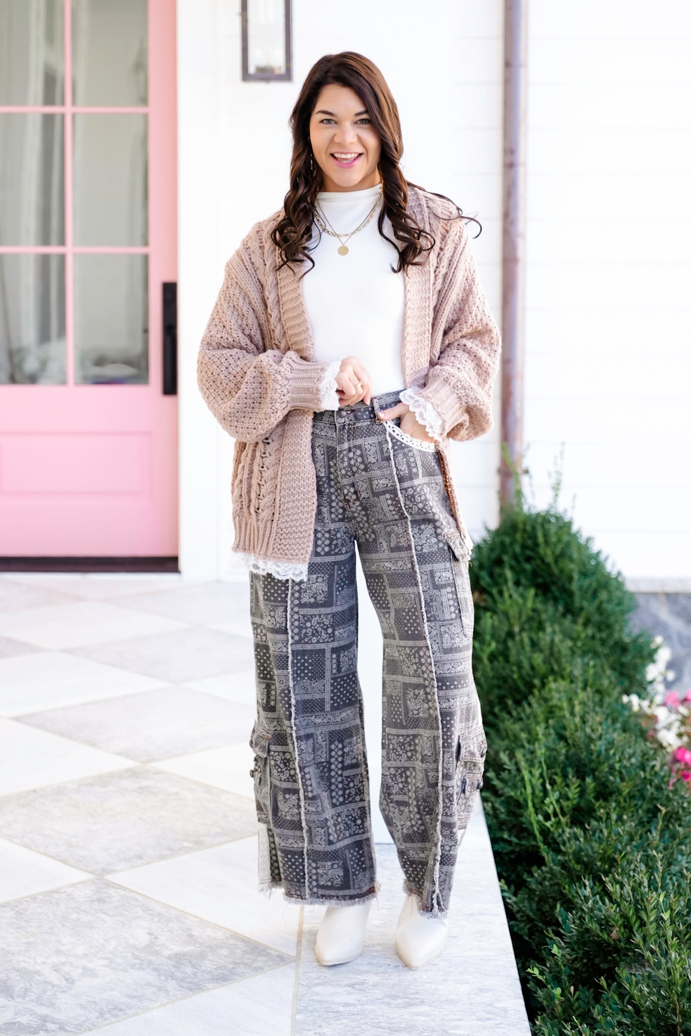 POL Paisley Print Relaxed Fit Wide Leg Pants