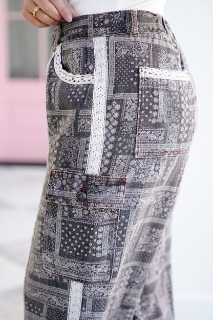 POL Paisley Print Relaxed Fit Wide Leg Pants