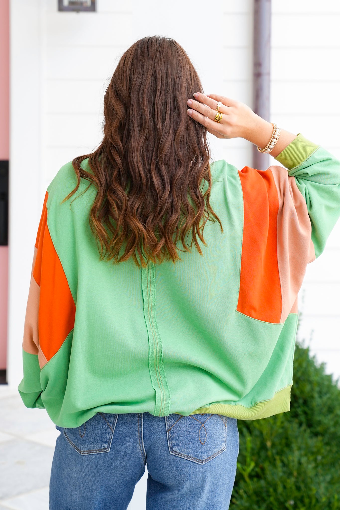 Color Block Long Sleeve Pullover Top