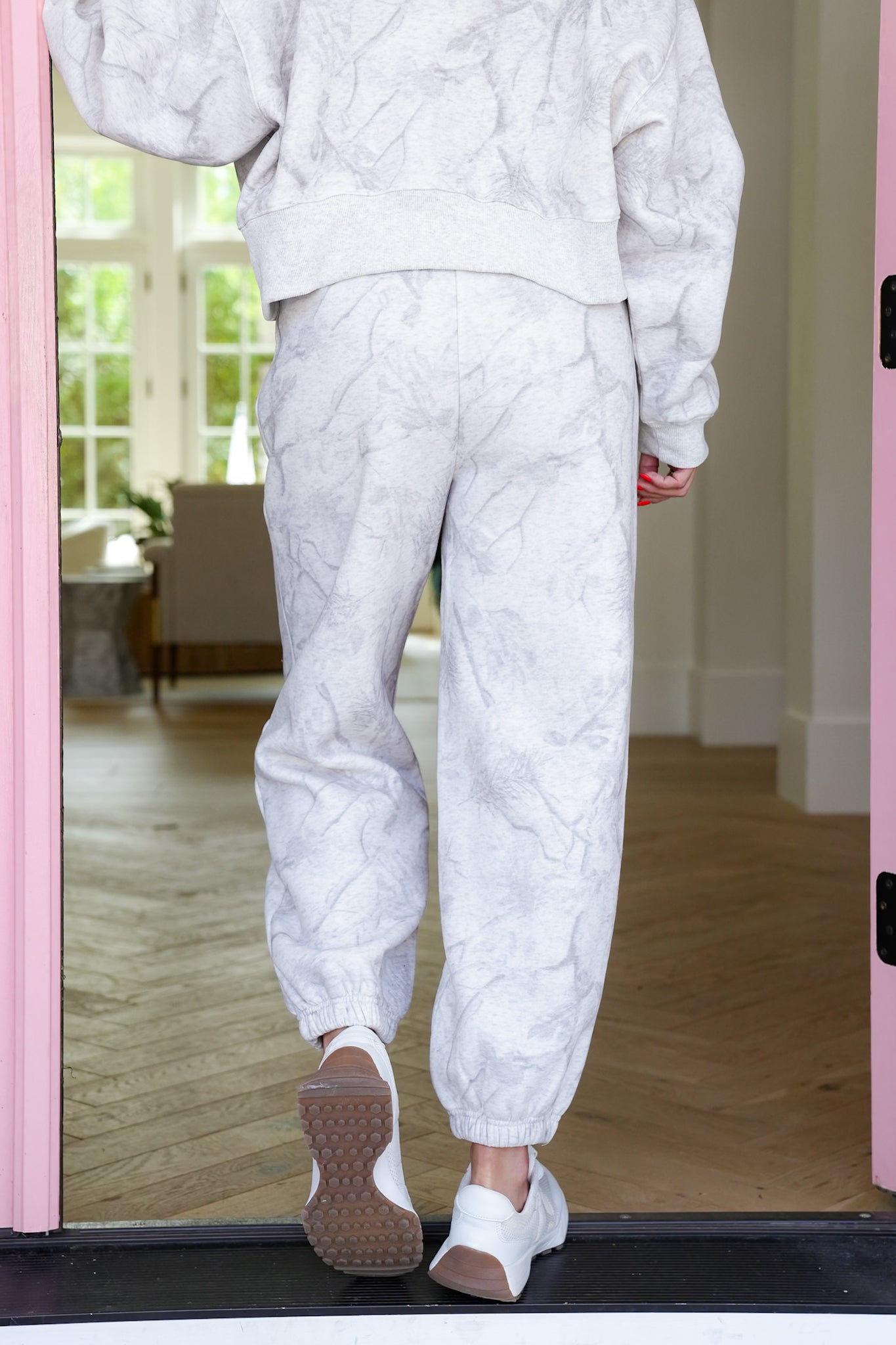 Light Grey Camo Elastic Waist Joggers