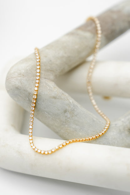 18K Gold Tennis Choker Necklace
