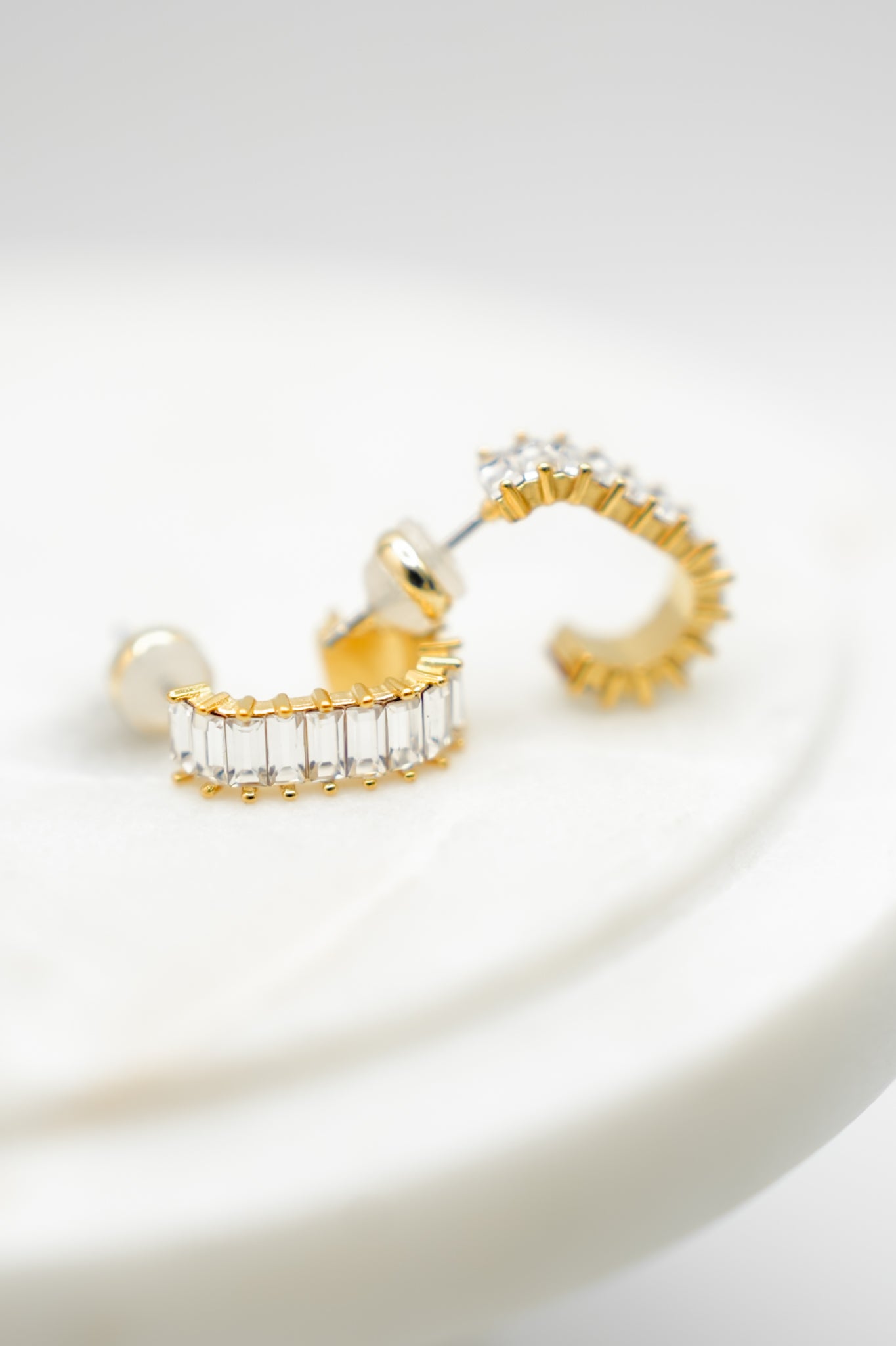 18K Gold Squared Diamond Hoop Earrings