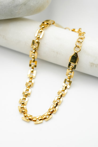 Waterproof Gold Squared Chain Bracelet