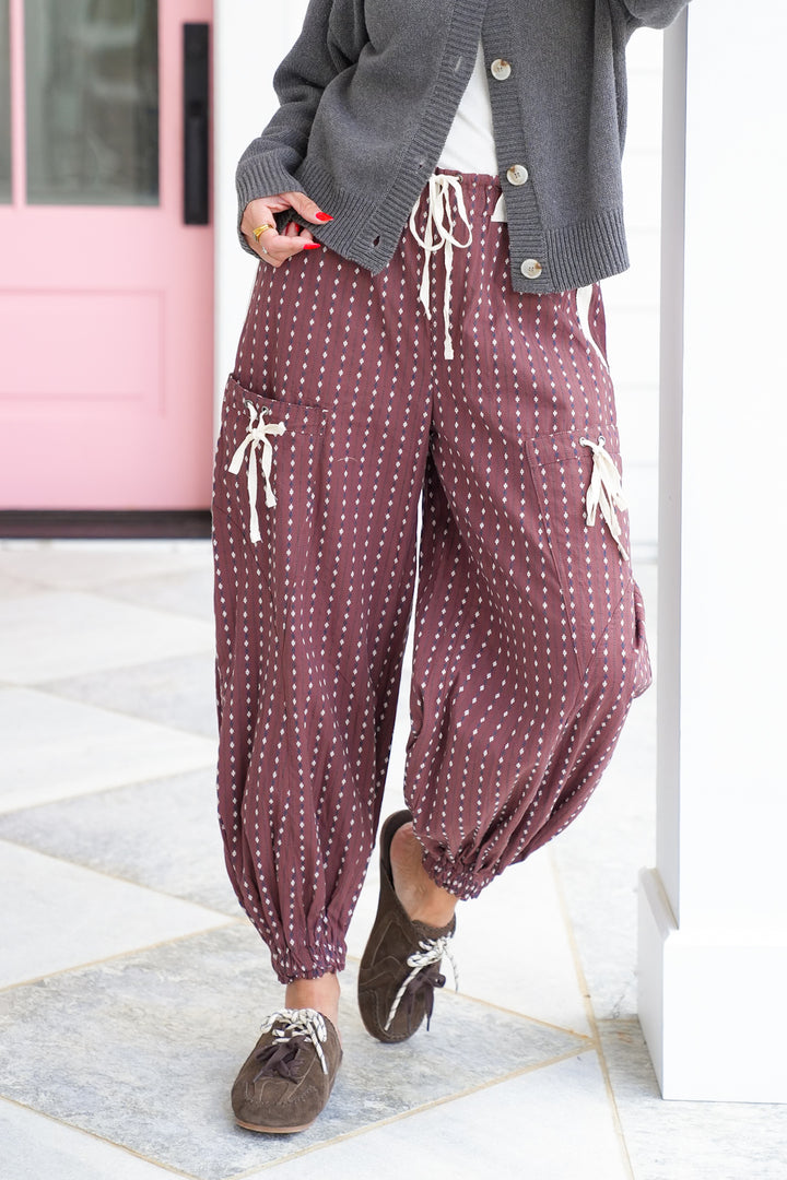 Diamond Stripe Elastic Waist Joggers
