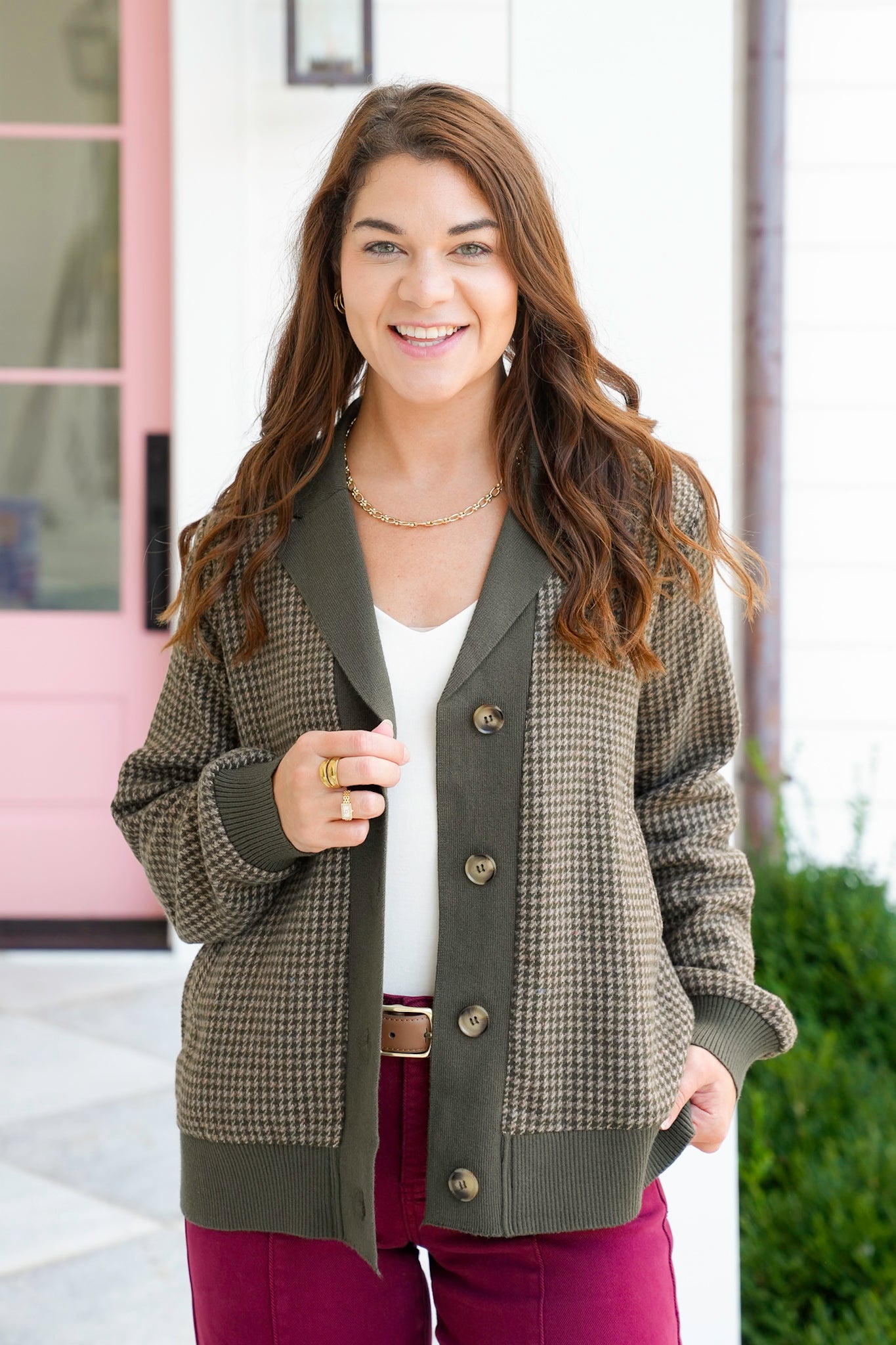Tweed Long Sleeve Button Down Cardigan