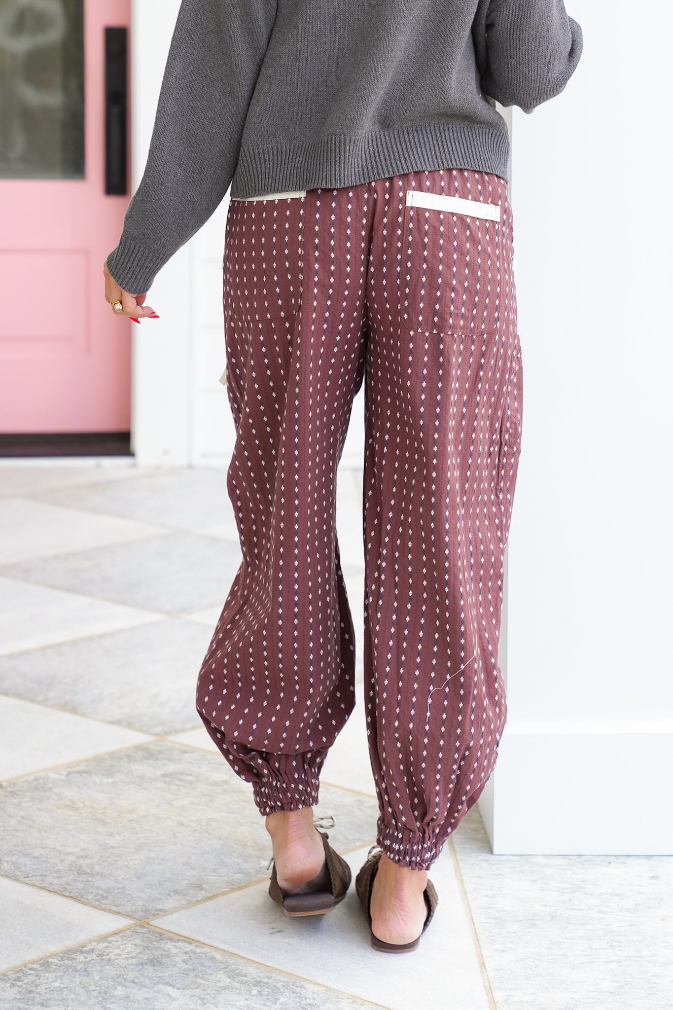 Diamond Stripe Elastic Waist Joggers