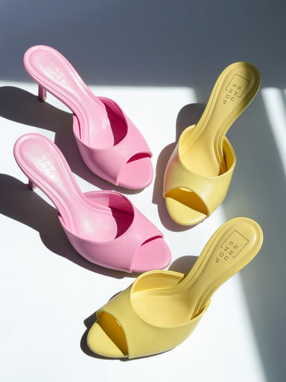 Shu Shop Open Toe Vegan Leather Heel