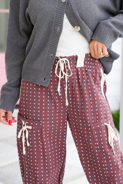 Diamond Stripe Elastic Waist Joggers