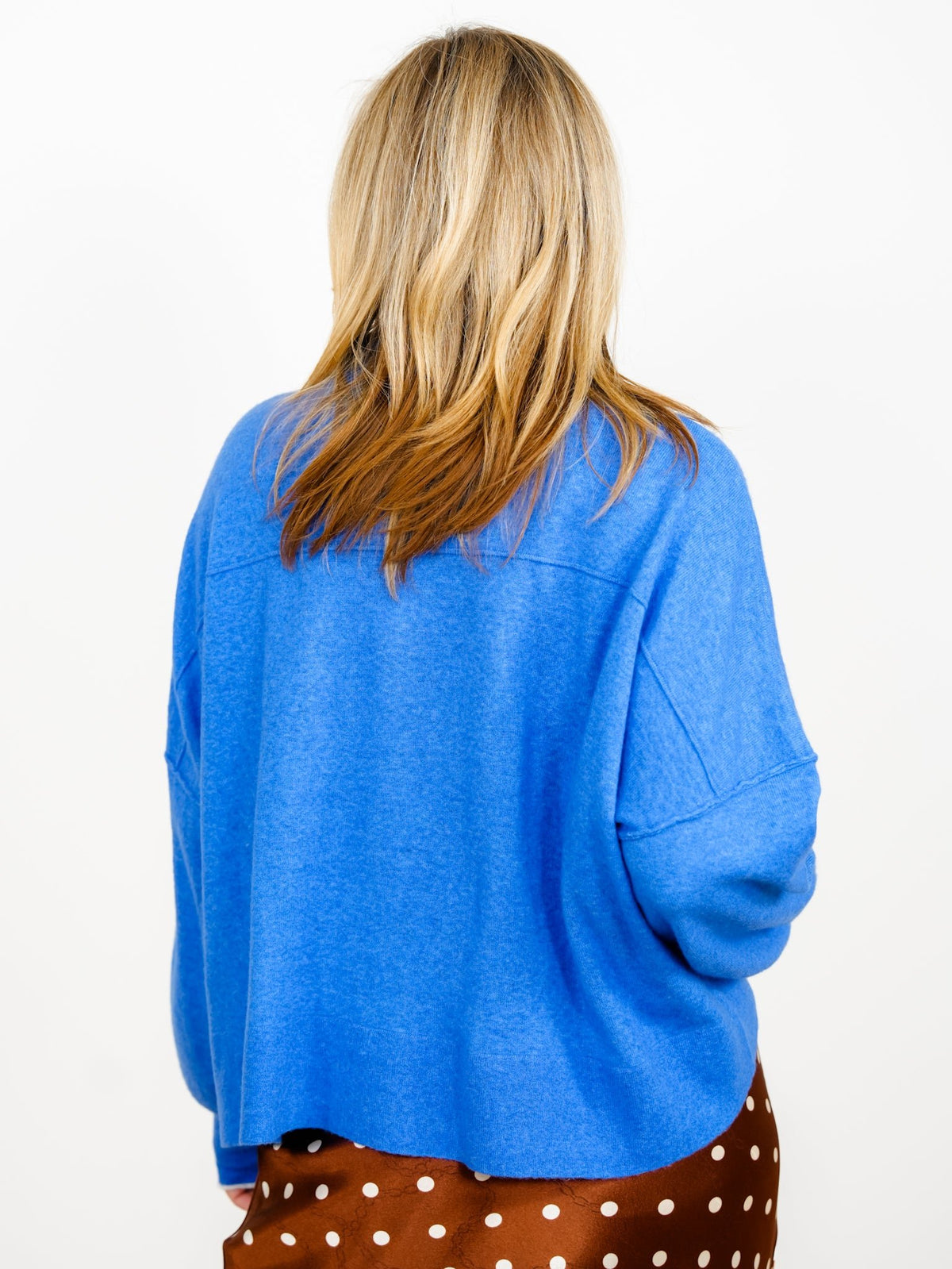 Blue Long Sleeve Mock Neck Pullover Sweater - Freckled Poppy