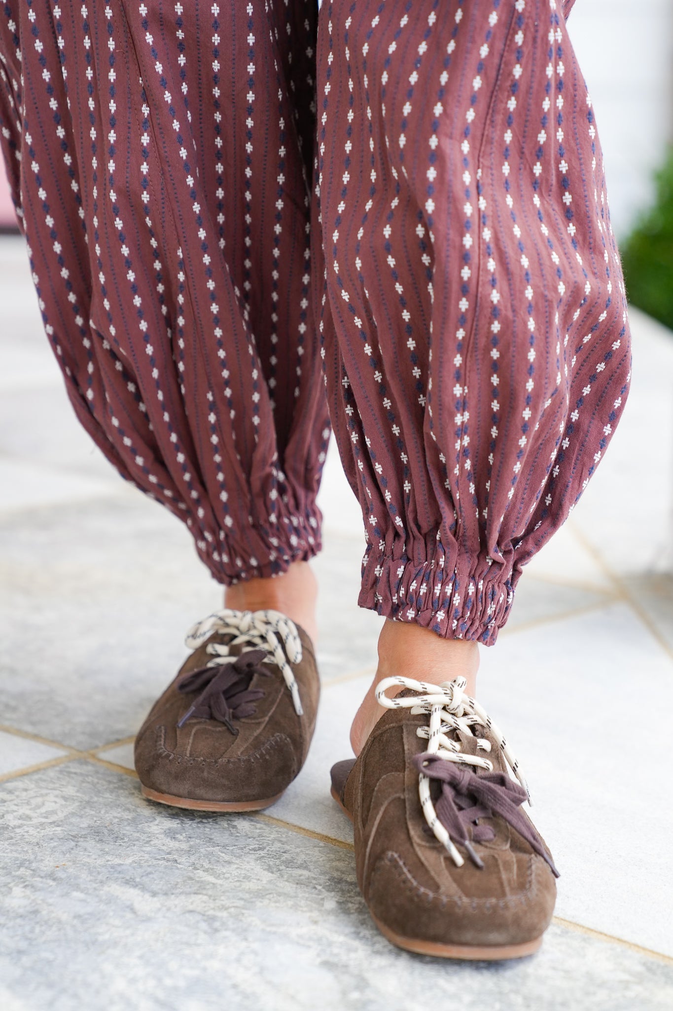 Diamond Stripe Elastic Waist Joggers