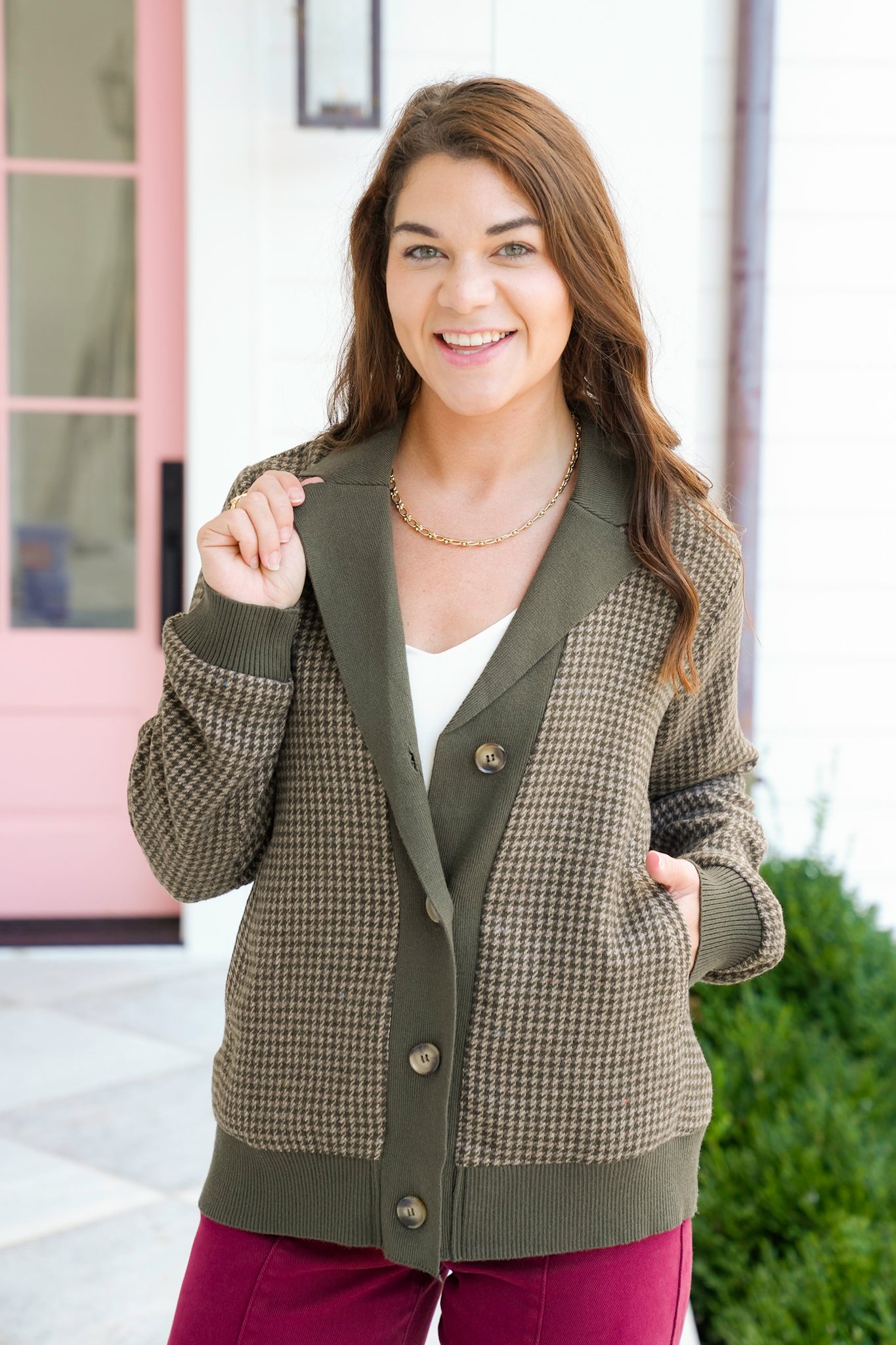 Tweed Long Sleeve Button Down Cardigan
