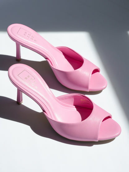 Shu Shop Open Toe Vegan Leather Heel