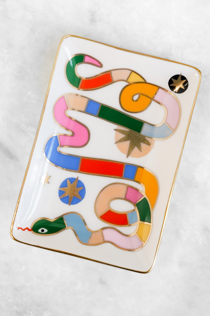 Rainbow Snake Porcelain Trinket Dish