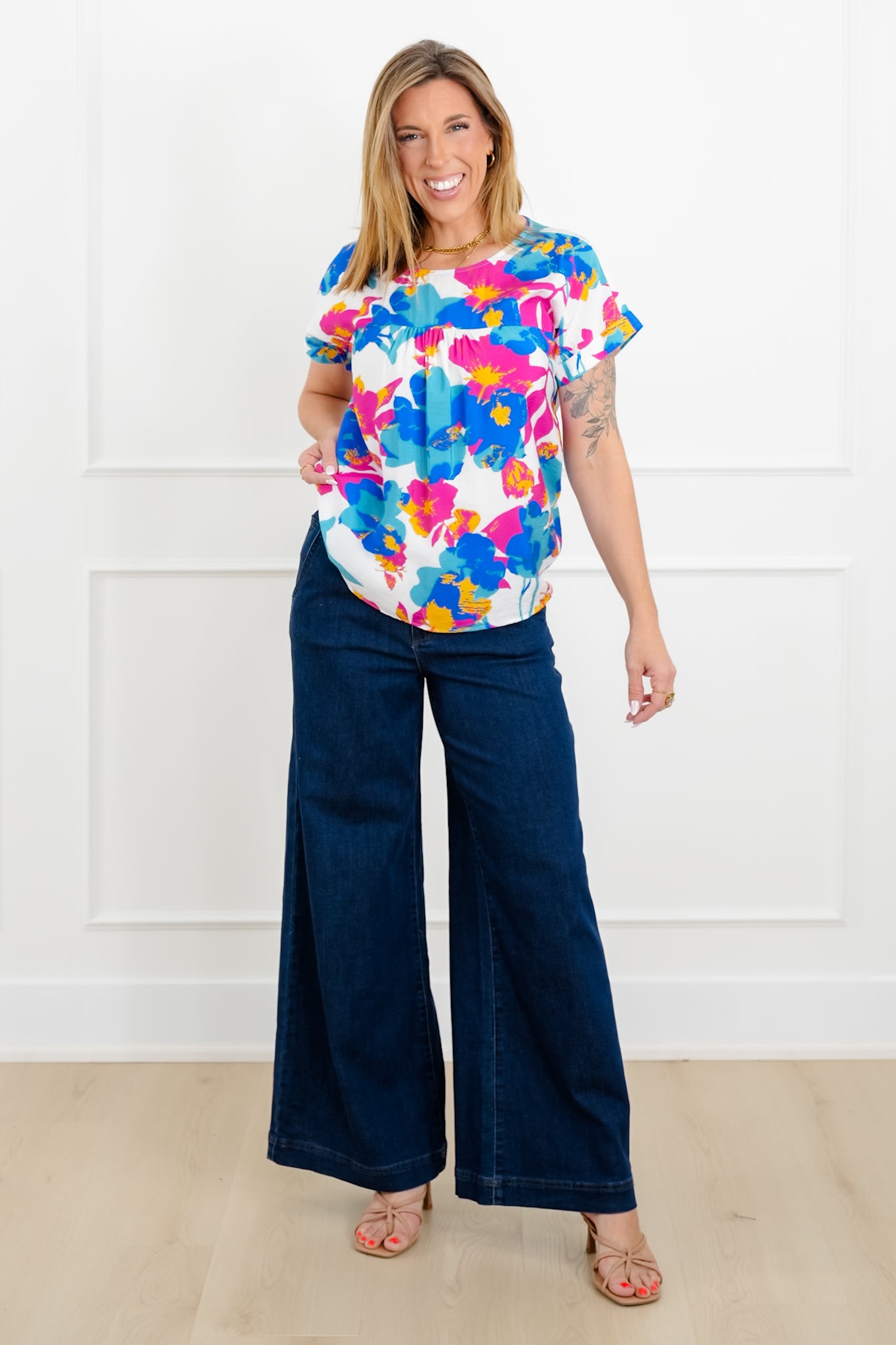 Floral Print Short Sleeve Top