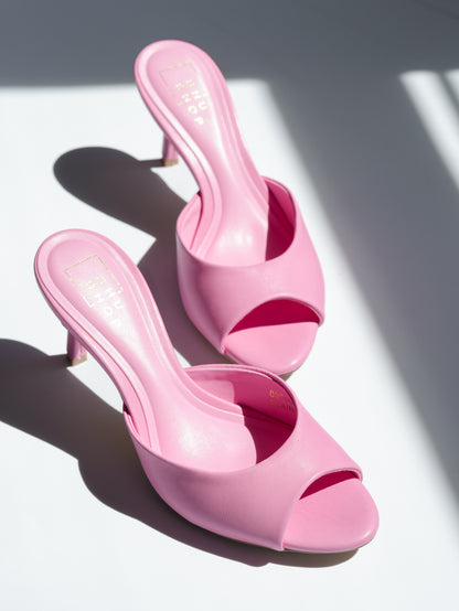 Shu Shop Open Toe Vegan Leather Heel