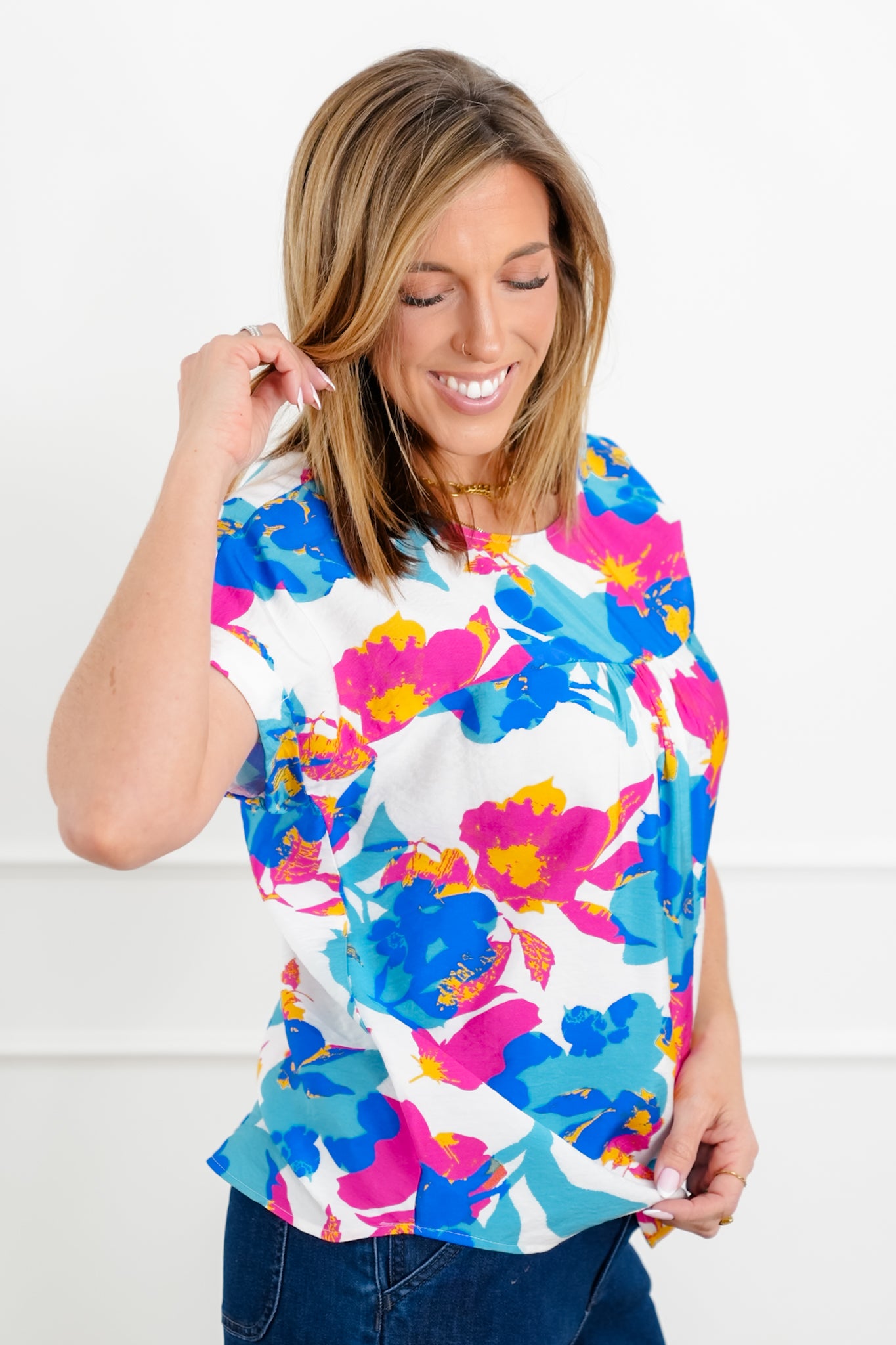 Floral Print Short Sleeve Top