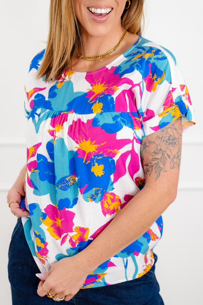 Floral Print Short Sleeve Top