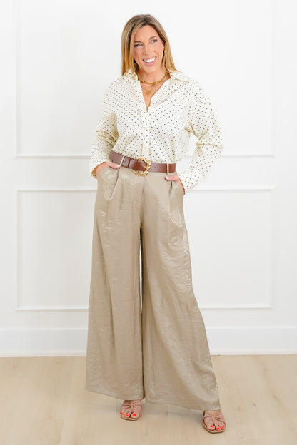 Polka Dot Long Sleeve Button Down Shirt