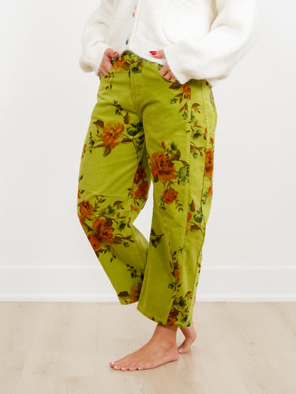 Floral Print Corduroy Pants - Freckled Poppy