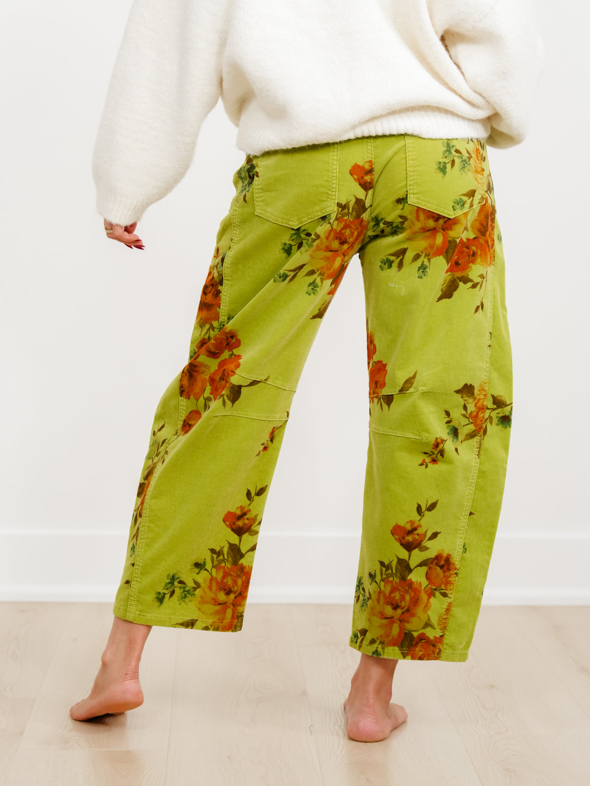 Floral Print Corduroy Pants - Freckled Poppy