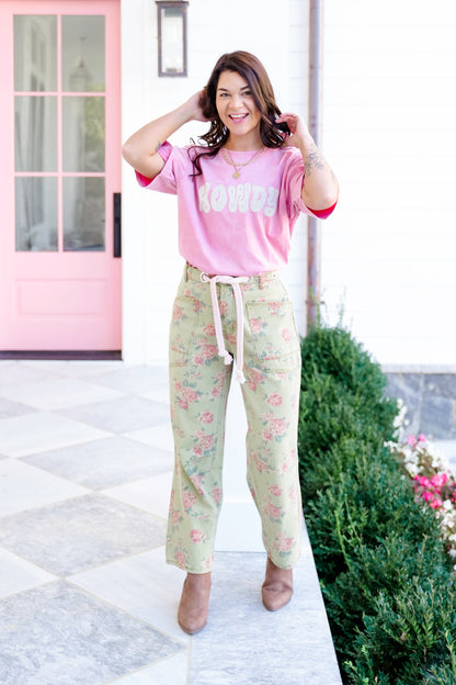 Short Sleeve Puff Print "Howdy" Graphic Tee