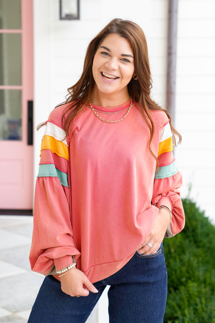 Mineral Wash Long Sleeve Pullover Top