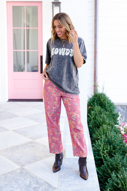 Short Sleeve Puff Print "Howdy" Graphic Tee