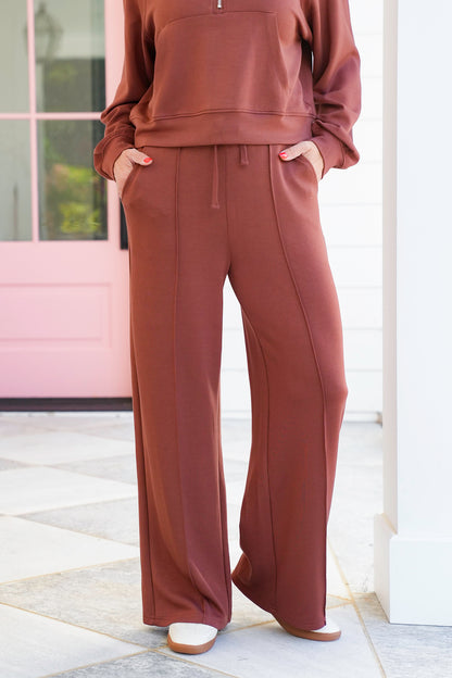 Scuba Elastic Waist Sweatpants with Pintuck Detail