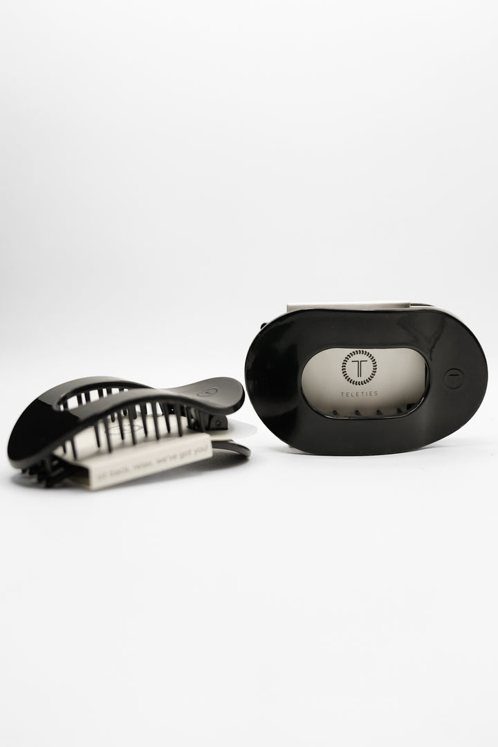 Teleties Jet Black Flat Round Hair Clip *Final Sale*