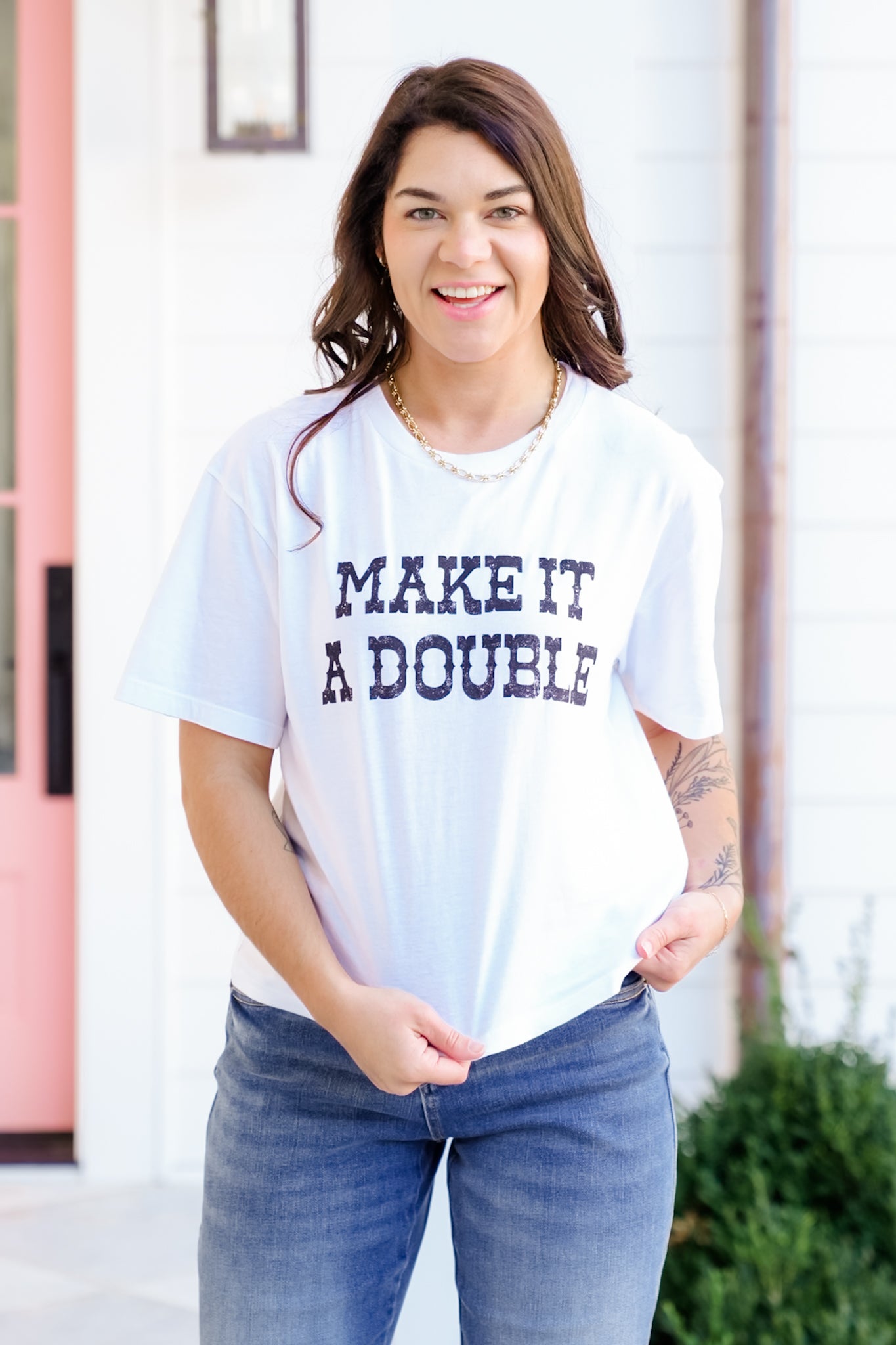 Short Sleeve "Make It A Double" Graphic Mini Tee