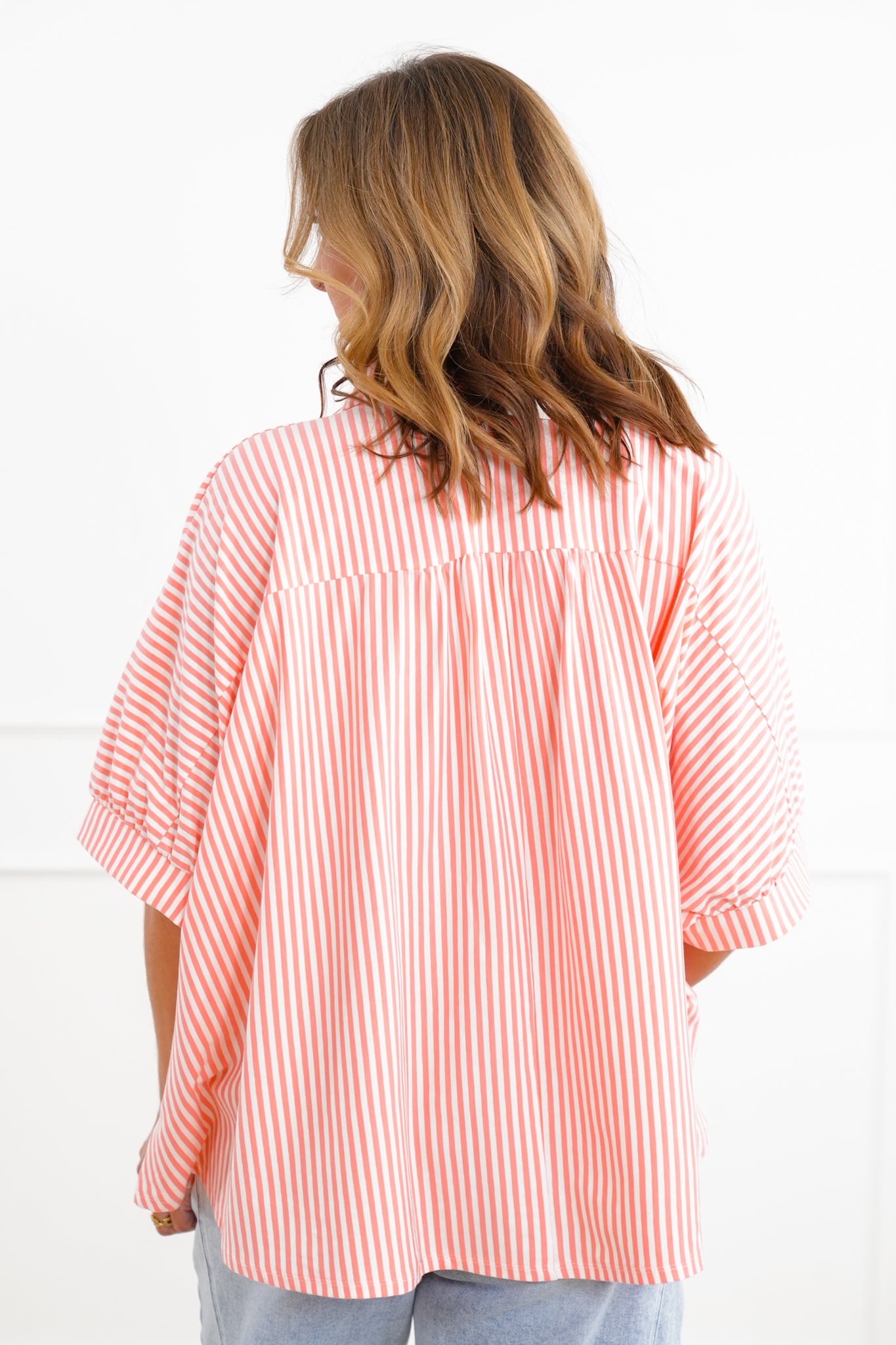 Door Buster! Zenana Oversized Stripe Button Down Shirts
