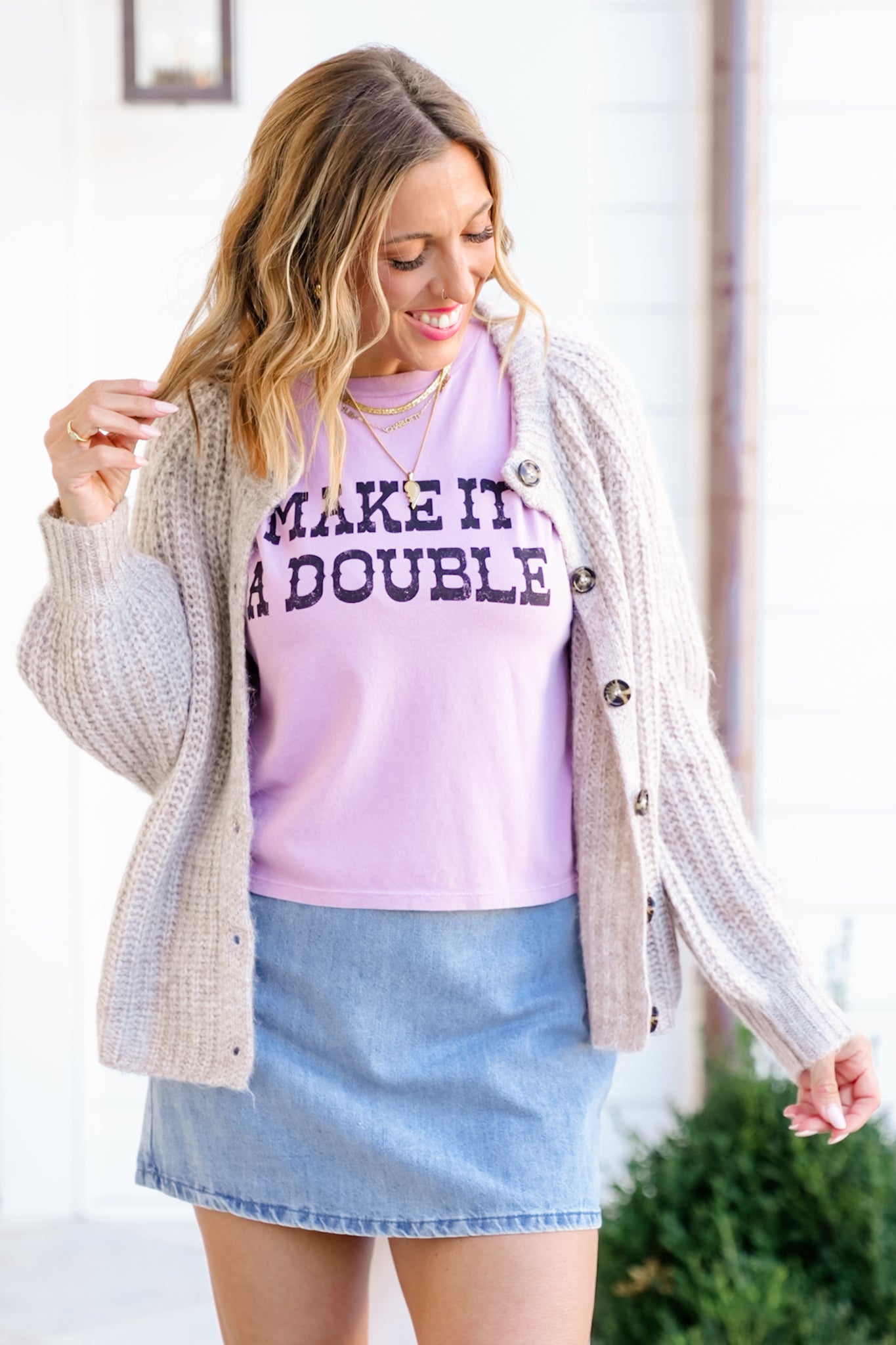 Short Sleeve "Make It A Double" Graphic Mini Tee