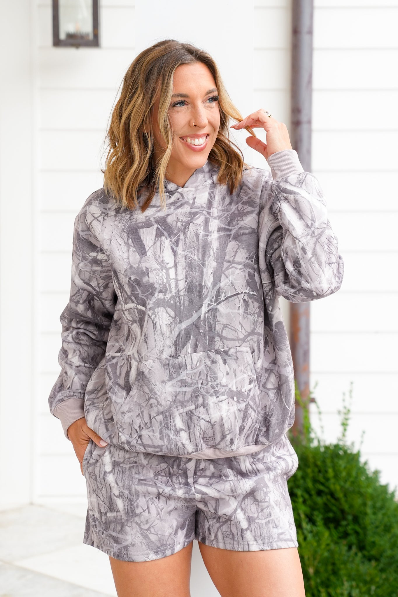 Camo Long Sleeve Pullover Hoodie
