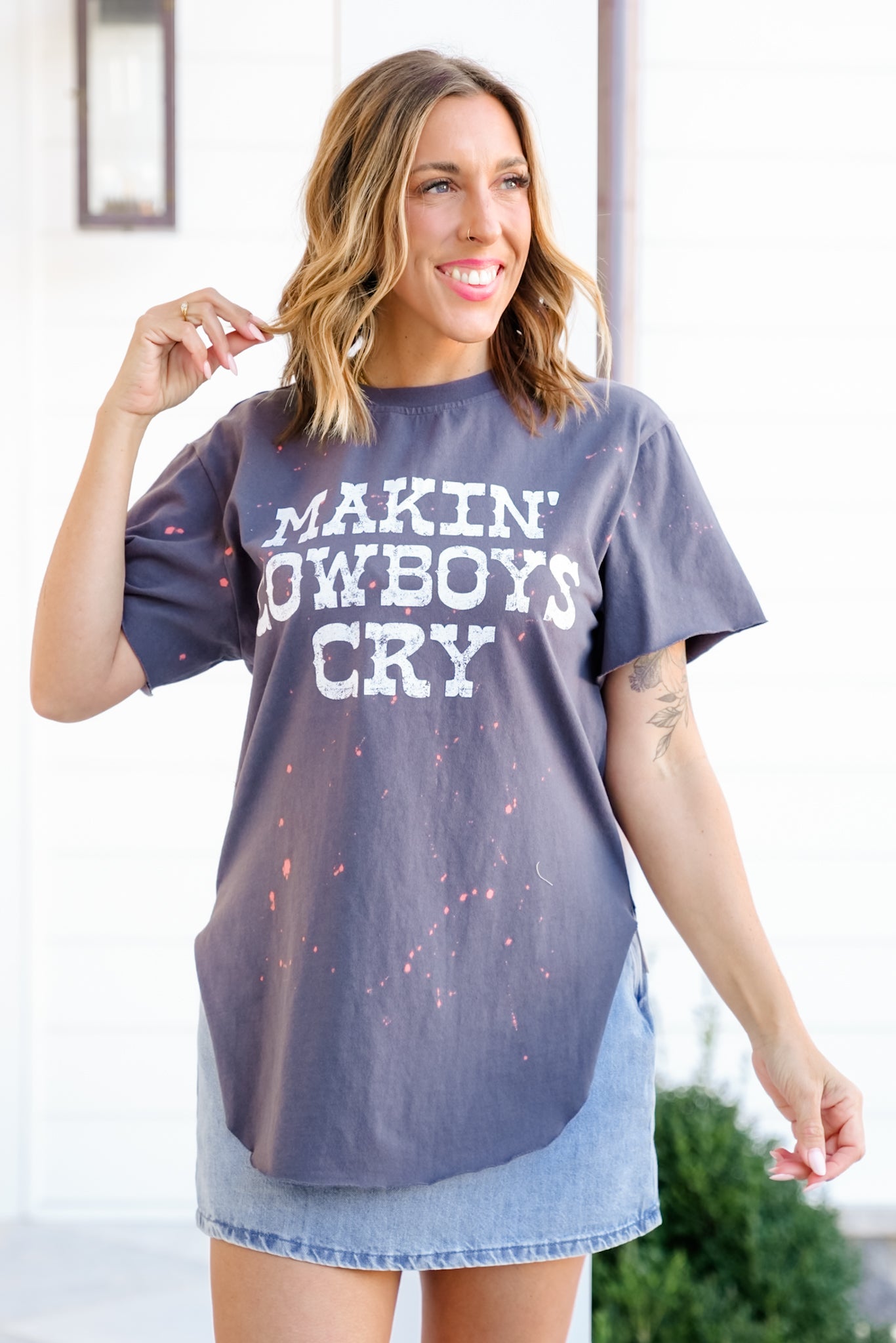 Bleached Short Sleeve "Makin' Cowboys Cry" Graphic Tee