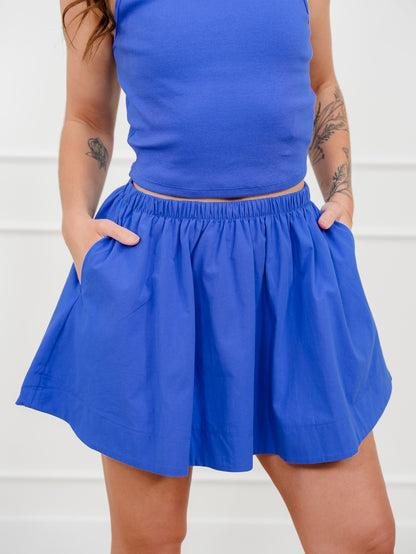 Ribbed Sleeveless Tank Top and Skirt Set
